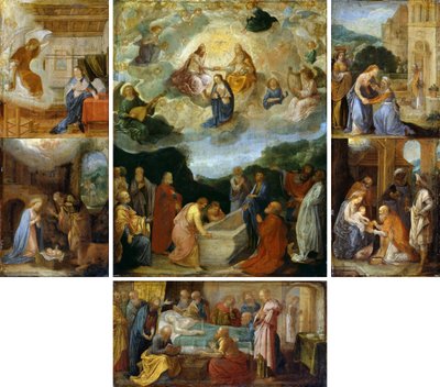 Autel domestique avec six scènes de la vie de la Vierge Marie - Adam Elsheimer
